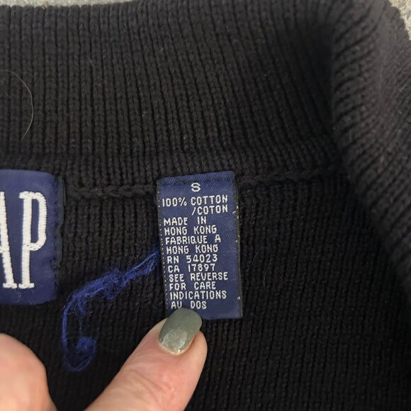 Vintage GAP Black Full Zip Chunky Knit Cardigan Sweater Size Small - Picture 3 of 8